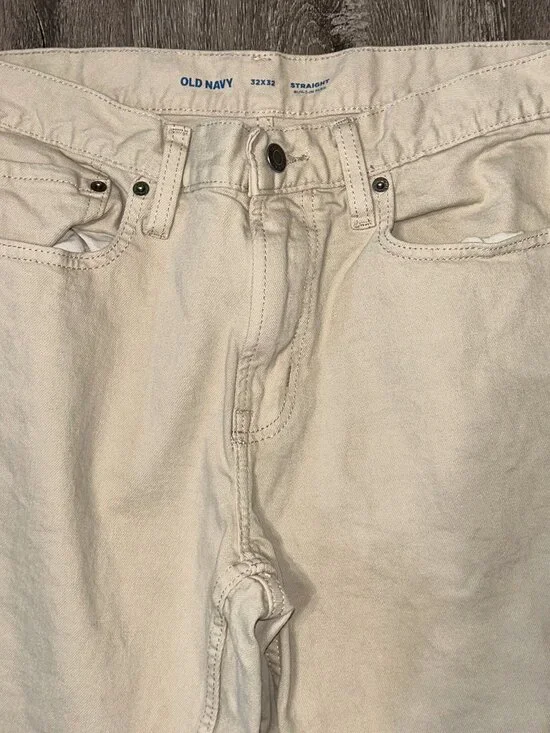 Old Navy Denim Jeans Straight Pants Men’s Size 32 X 32 Beige Built in Flex - Picture 2 of 5